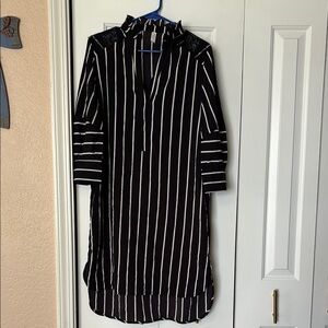 Love Black and White Buttoned Dress with 3/4 Cuffed Sleeves